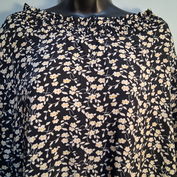 Hayden Los Angeles Elegant Black and White Floral Dress 2XL Cottagecore Tiered - Picture 3 of 15